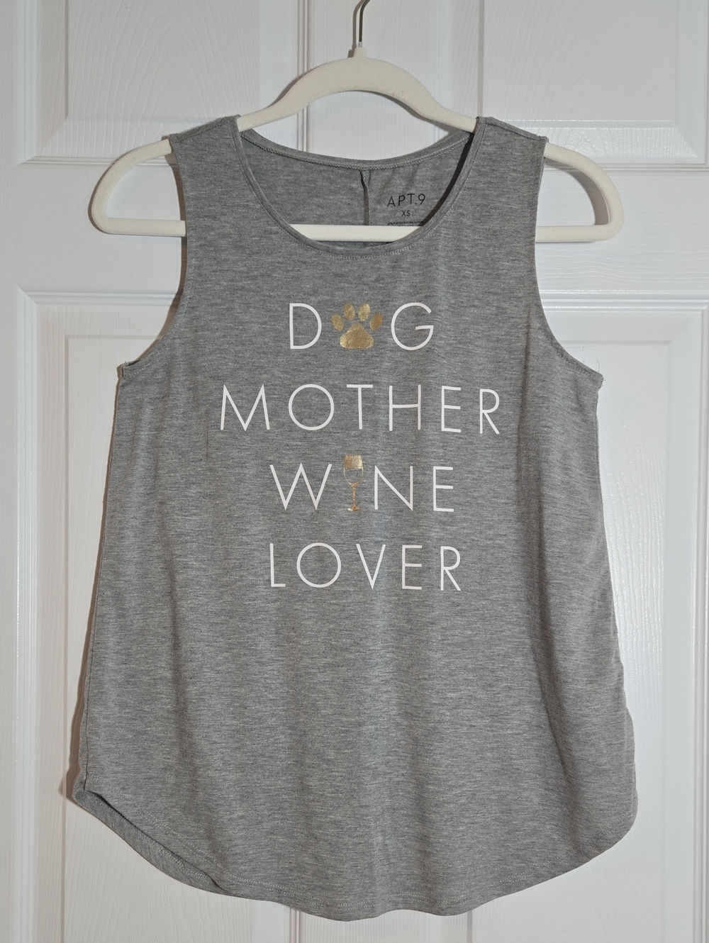Apt. 9 Gray 'Dog Mother Wine Lover' Sleeveless Tank Size XS